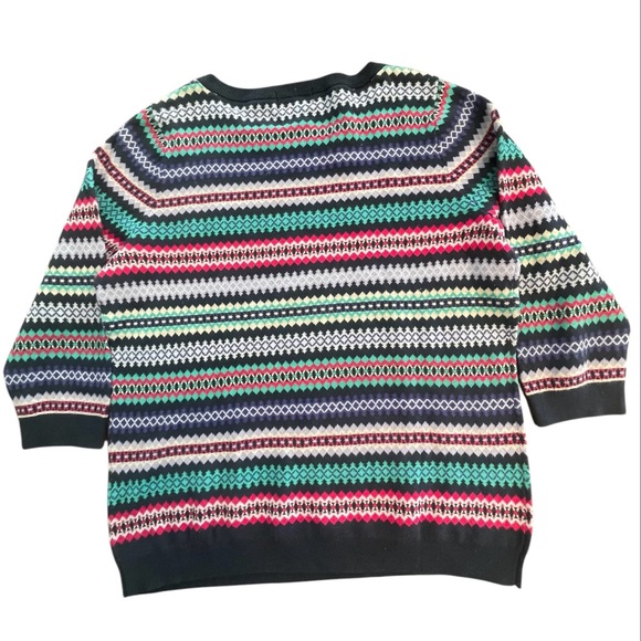 Lands' End Fair Isle cotton Sweater 3/4 sleeves - Picture 3 of 5